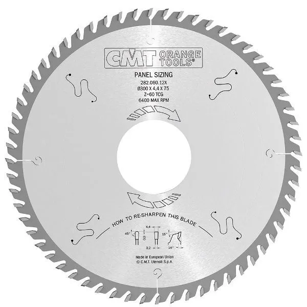 Фото 300x30x4,4/3,2 16° TCG Z=60 Пильный диск СМТ для МДФ и ДСП в интернет-магазине ToolHaus.ru